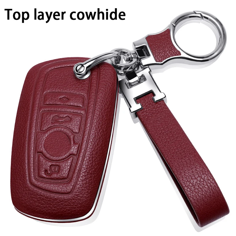 

Leather Car Key Case For BMW E90 E60 E70 E87 1 3 5 6 Series M3 M5 X1 X5 X6 Z4 Keychain Holder Protector Cover Bag Auto Accessory