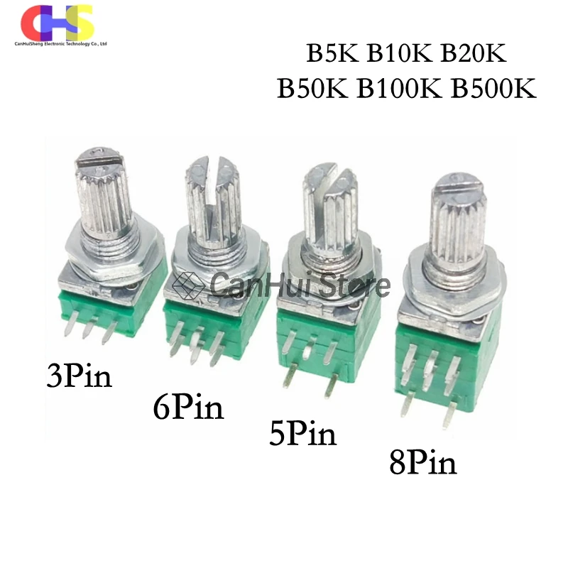 RV097NS 5K 10K 20K 50K 100K 500K with Switch Audio Shaft 15mm Amplifier Sealing Potentiometer RV097 3pin 5pin 6pin 8pin 5pcs,volume potentiometer