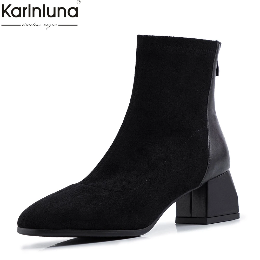 

Women's 2020 brand design big Size 43 Elegant Ankle Boots Women Shoes Woman Chunky Heels Shoes sock Boots Female