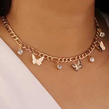 

LODAY Butterfly Pendant Necklace for Women Rhinestone Simple Alloy Clavicle Chain 2020 Fashion Jewelry Wholesale/Dropshipping