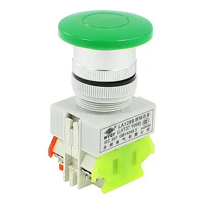 

Panel Mounting 1NO 1NC Green Mushroomhead Push Button Switch 660V 10A