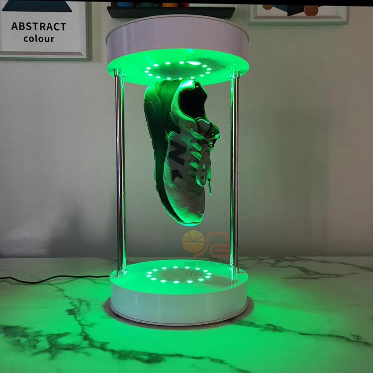 Light Gray RC Rotatable Magnetic Levitation Single Shoe Display with 16 Color LED Light