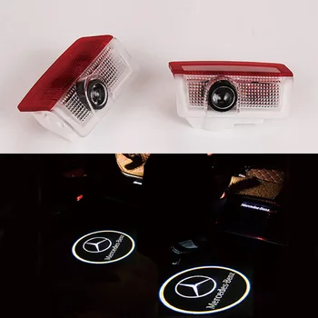 

Newest 2Pcs For Benz Shadow Light Welcome Lamp Logo Laser Projector Car LED Door Warning Light For Mercedes benz AMG s200 s300