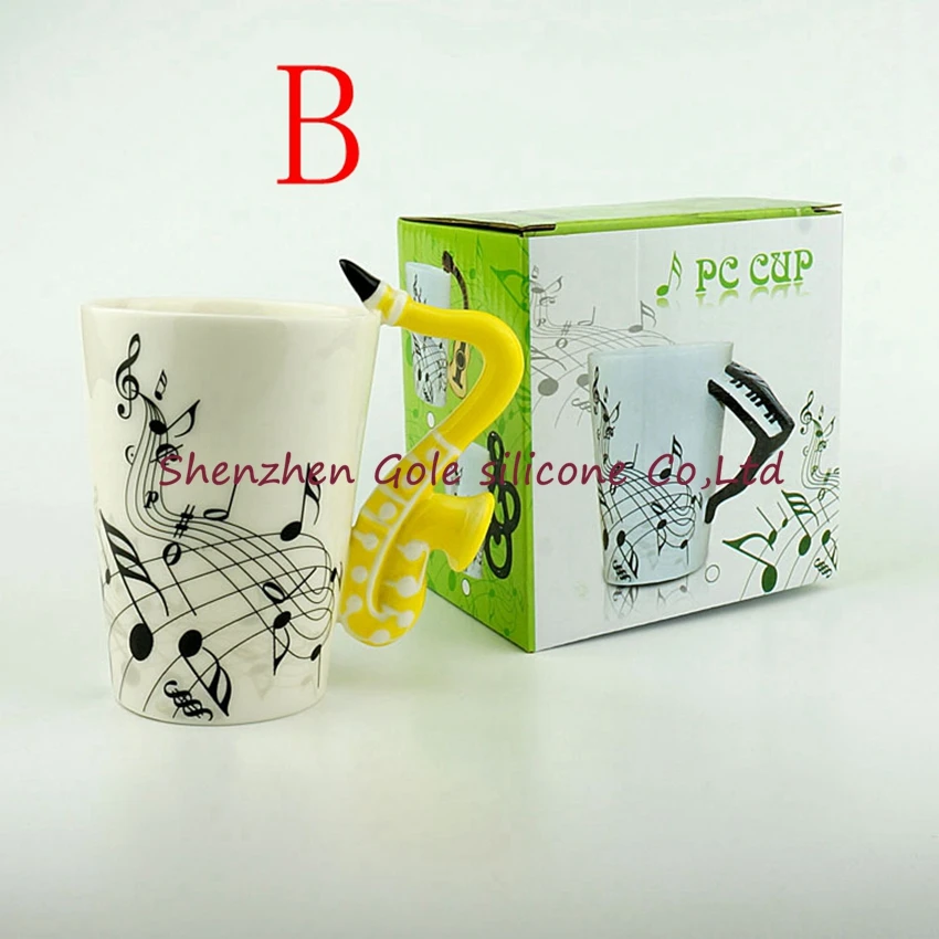 60 шт./лот, музыкальная гитара/скрипка/саксофон, керамическая чашка, персональная, Молочный Сок, лимон, кружка, кофе, чай, чашка, посуда для напитков, подарок - Цвет: B