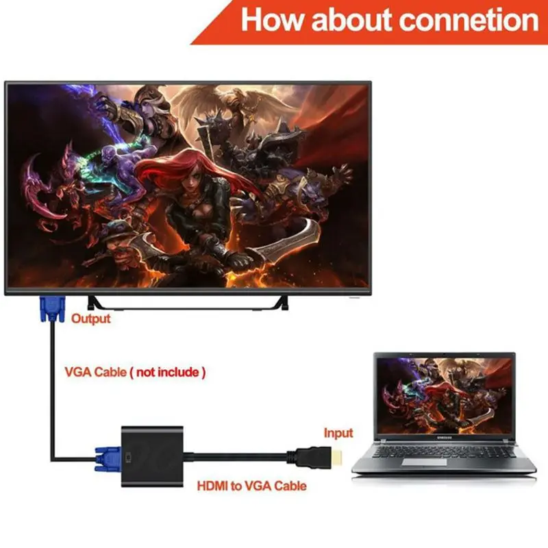 HDMI в VGA кабель конвертер цифровой аналоговый HD 1080P для ПК ноутбука планшета