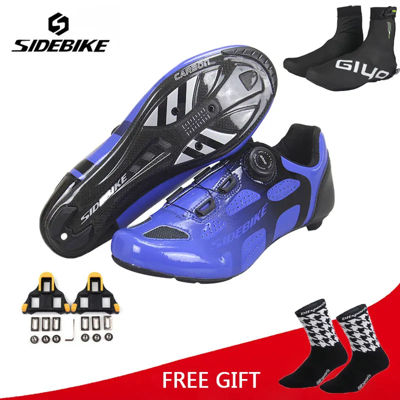 Sidebike/Мужская обувь для шоссейного велоспорта, дышащая, профессиональная, самоблокирующаяся, велосипедная обувь, ультралегкие, спортивные, гоночные кроссовки, Zapatos Ciclismo - Цвет: blue combination 1