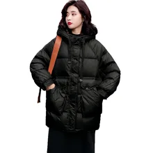 Зимняя модная удобная хлопковая стеганая одежда с капюшоном/элегантное хлопковое пальто свободного кроя с длинным рукавом