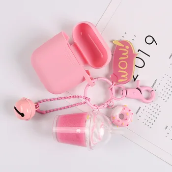 

Silicone Case for QCY T8 Case Cute Milk tea Key Ring Headphone Case for QCY T 8 qcyT8 Fundas Bluetooth Earphone Protection Cover