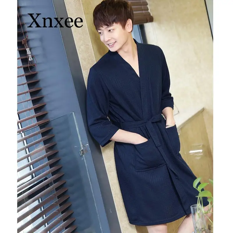 women On Sale Lovers Summer Suck Water Kimono Bath Robe Men Plus Size Sexy Waffle Bathrobe Mens Dressing Gown Male Lounge Robes