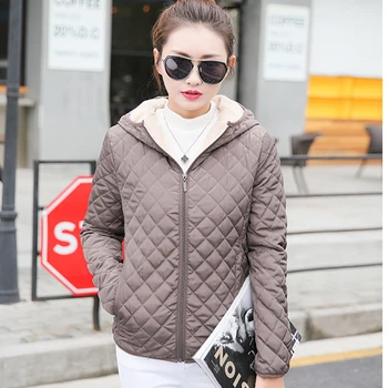 

Solid Ultra-Light Hooded Down Coat Women Casual Loose Zipper Plus Size Parka Coats Female Warm Autumn Winter Short Cotton Jacket