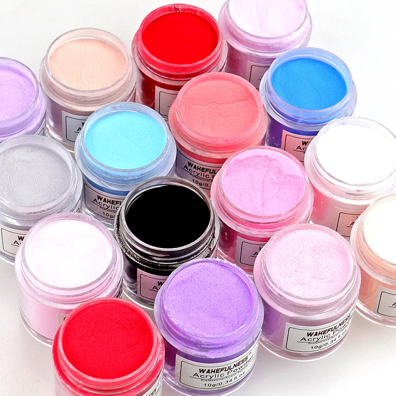

WAKEFULNESS 10g Acrylic Powder for Crystal Poly Gel Colorful Carved Powder Nail Extensions Manicure Nail Art Decorations
