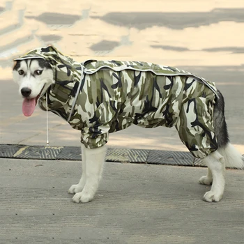 

Camouflage Large Dog Raincoat Waterproof big Dog Clothes Coat hoodie Rain Jacket Reflective Medium big dog poncho All inclusive