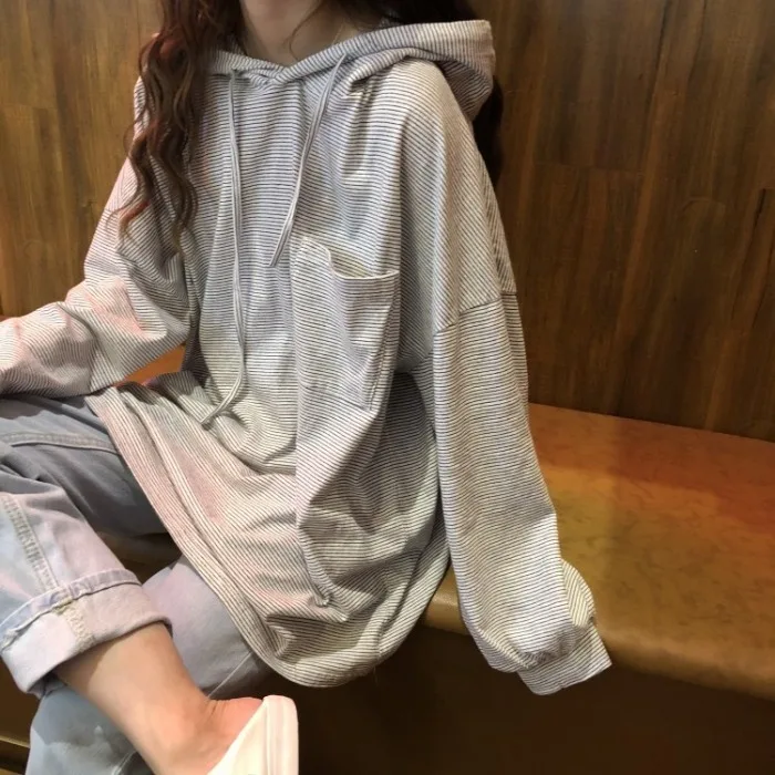 

New Retro Bf Lazy Student Long Sleeve Jacket With Pinstripes