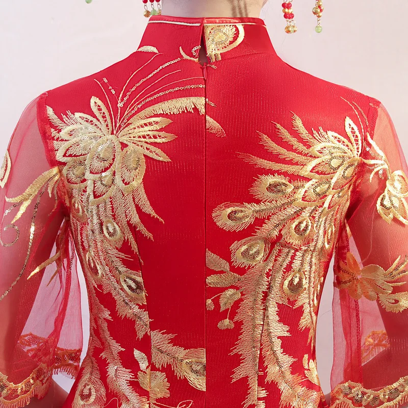 Vestido De Noiva Promotion Scoop Toast Bride's Cheongsam New Spring And Summer 2020 Wedding Chinese Dress Female Slim Show Hefu