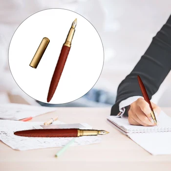 

Smooth Office Brass Sandalwood Practise Device Fountain Pen Gifts Kids Vacuum Filling Study Supplies Writing Home Rotating Ink