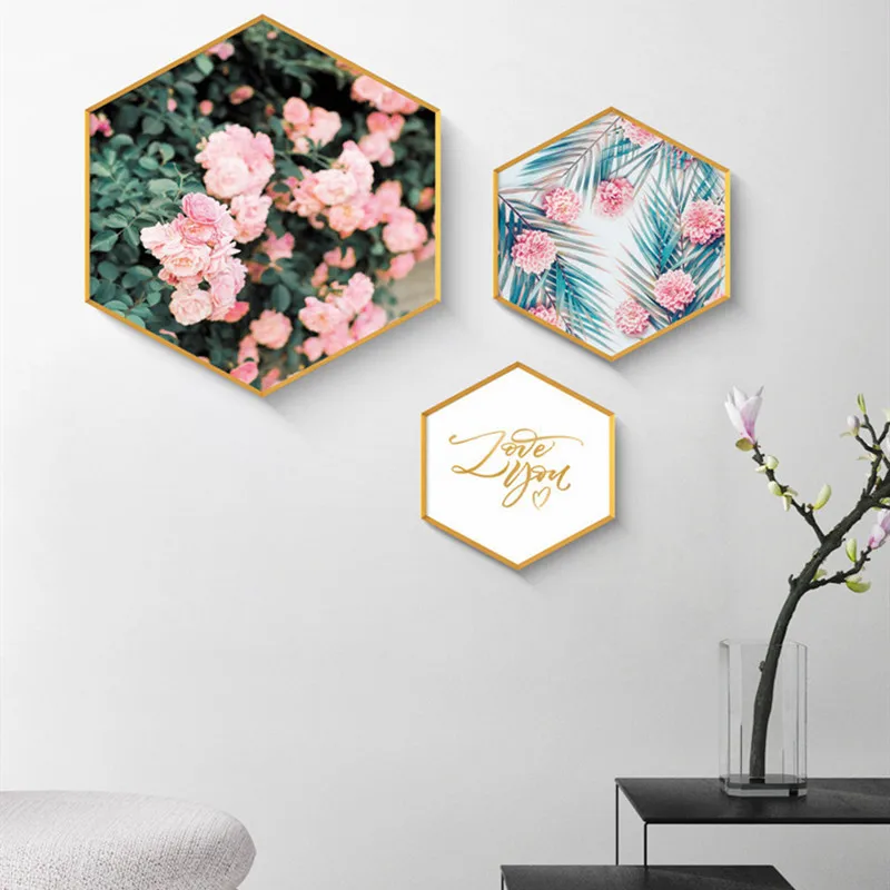 

Nordic Style Hexagonal Painting Picture Frame For Home Decor Background Creative Quality Photo Frames Hanging Wall Frames 1 PC