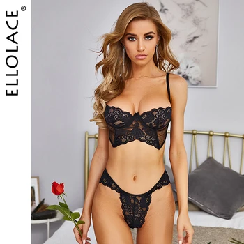 

Ellolace Lingerie Set Underwear Women Set Sexy Lingeie Women's Panties Set See Through Erotic Lingerie Push Up Bra Set Wholesale