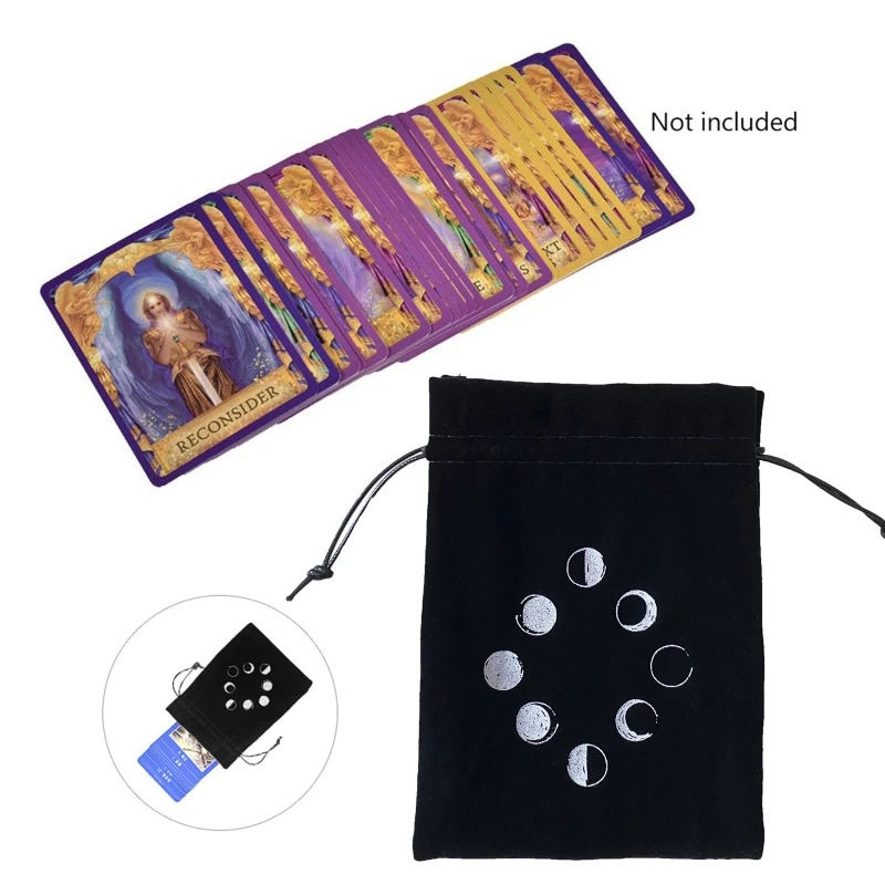 

Velvet Tarots Storage Bag Moon Phase Oracle Card Divination Bag Board Game Toy Jewelry Home Mini Drawstring Package