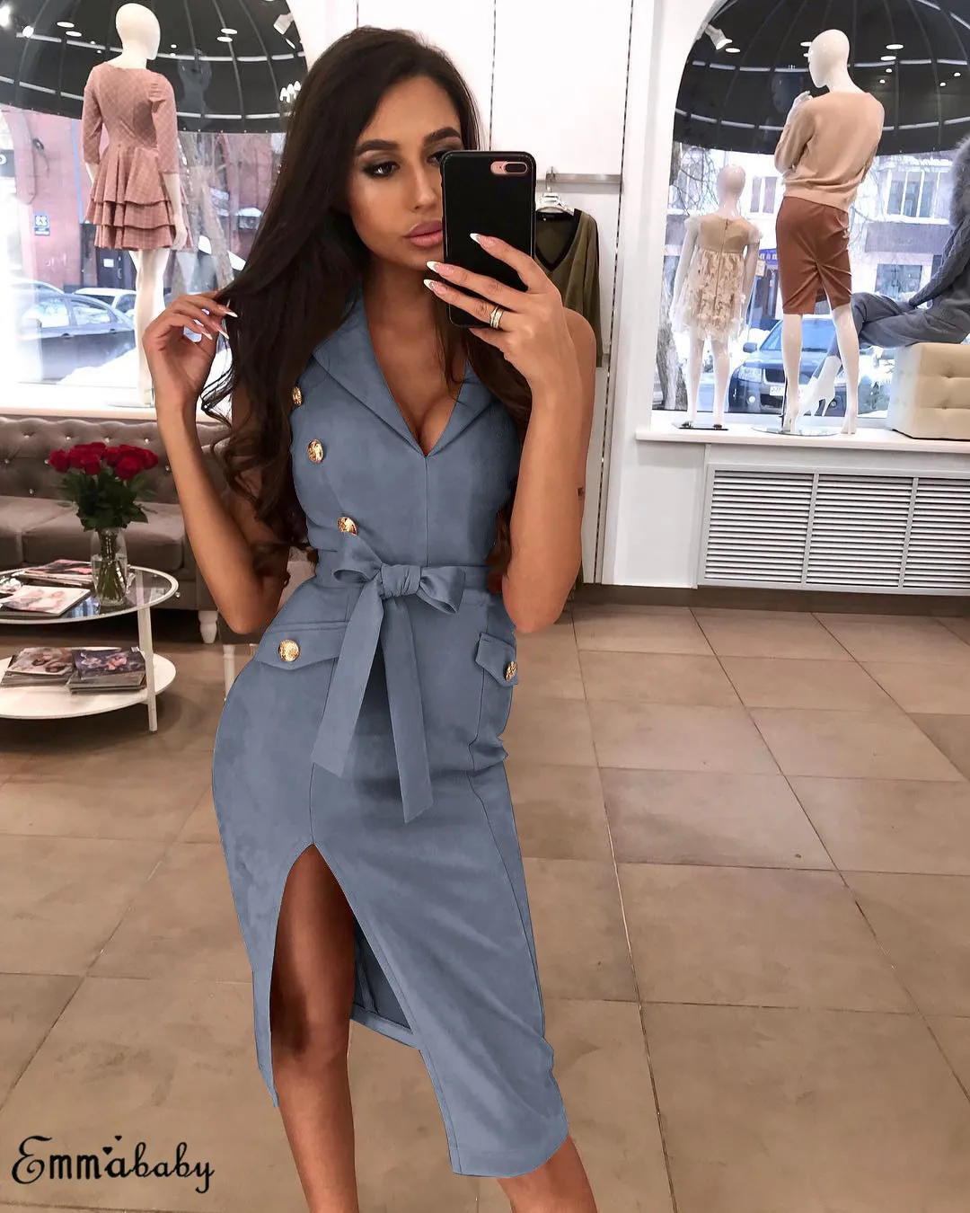 Boho элегантное женское сексуальное платье миди, Vestido, без рукавов, облегающее, официальное, Бандажное, на пуговицах, коктейльное, миди платье-карандаш, офисное, женское платье