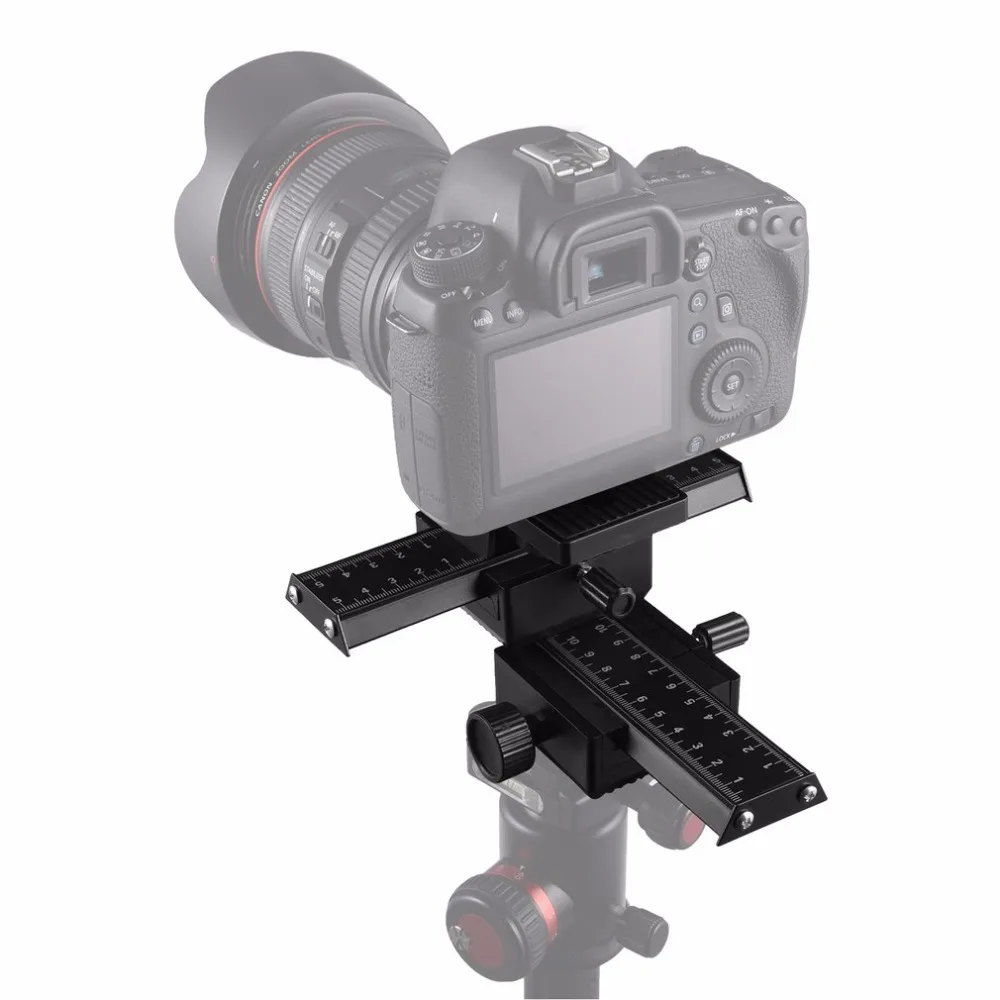 Pro 4 Way Magnesium Alloy Macro-Focusing Rail Slider Close-up Shooting Photography Tripod Head for DSLR Camera