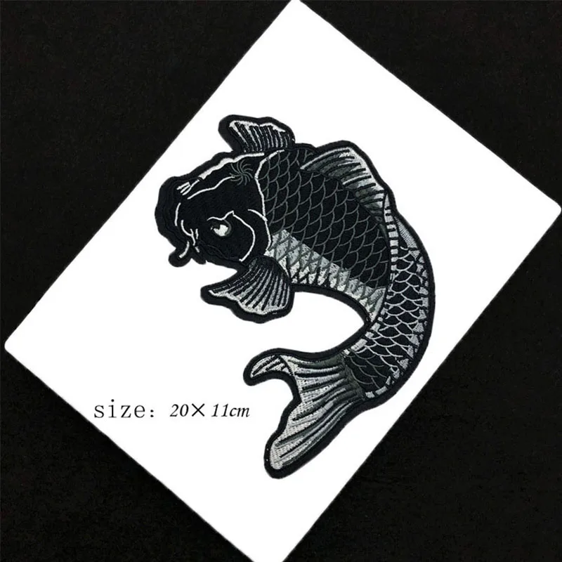 small black fish 1 шт. животные/буквы/розы Parches вышивка железа на патчи для одежды DIY продукты полосатая одежда Наклейки Аппликации - Цвет: small black fish