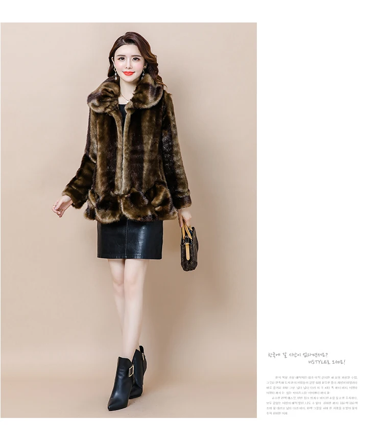 HANZANGL Luxury Plus Size Women Mink Fur Coat Winter Long Sleeve Warm Fur Jacket Women Clothes Free shipping