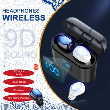 タッチのbluetooth 5.0 イヤフォン小さなtwsワイヤレスイヤホン 8Dステレオスポーツヘッドセット 3600mah充電ケースledディスプレイ