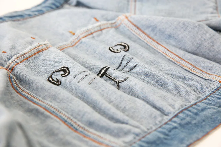 Autumn New Embroidered Cat Cowboy Jacket