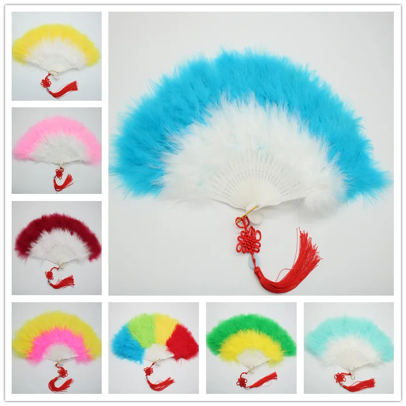 

fluffy Large Turkey Feather Hand Fan Ladies Holding Dance Props Goose feather fans party Wedding home decorative Handmade Fans