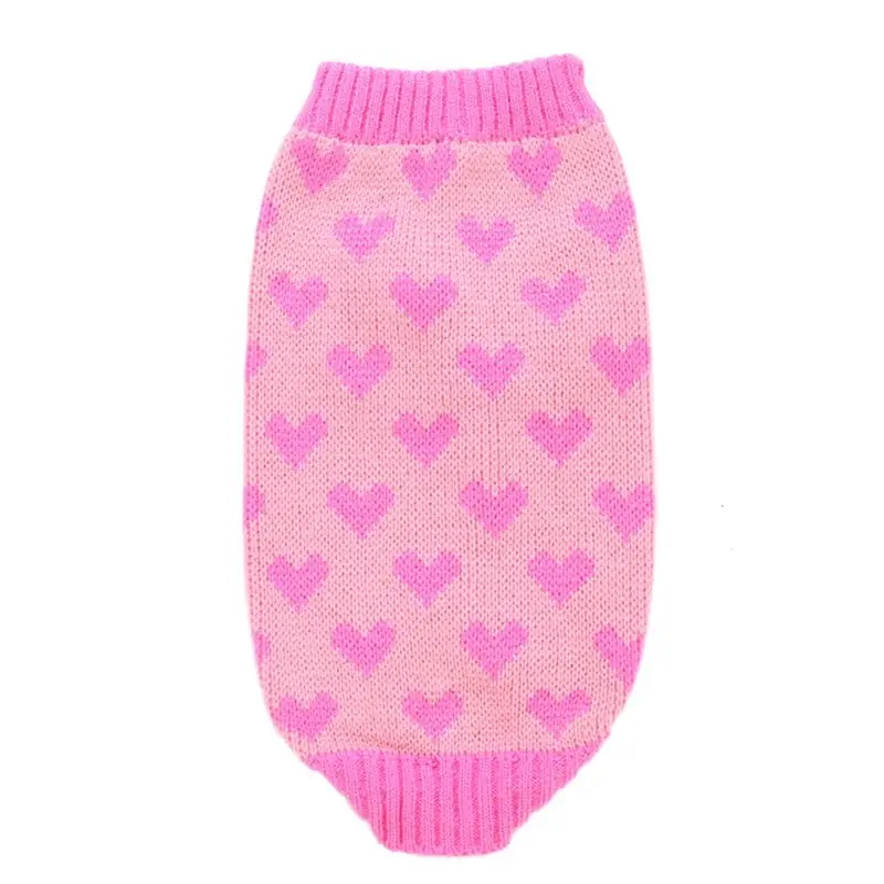 Pink-S Love Heart свитер для Собаки Одежда Осень/Зима собака Чихуахуа Одежда для домашних животных - Цвет: Pink-S