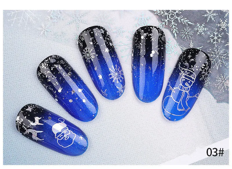 Kalvaro 4*50 см Рождественский узор для ногтей стикер 3D Снежинка звезда лазерный блеск Рождественский дизайн ногтей Передача фольги 10 рулон