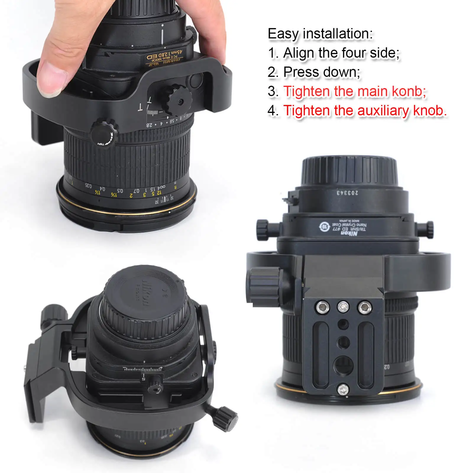 Металлическое Крепление для штатива кольцо объектив воротник для Nikon PC-E FX NIKKOR 24 мм f/3.5D ED и Micro NIKKOR 45 мм f/2.8D ED наклон-сдвиг объектива