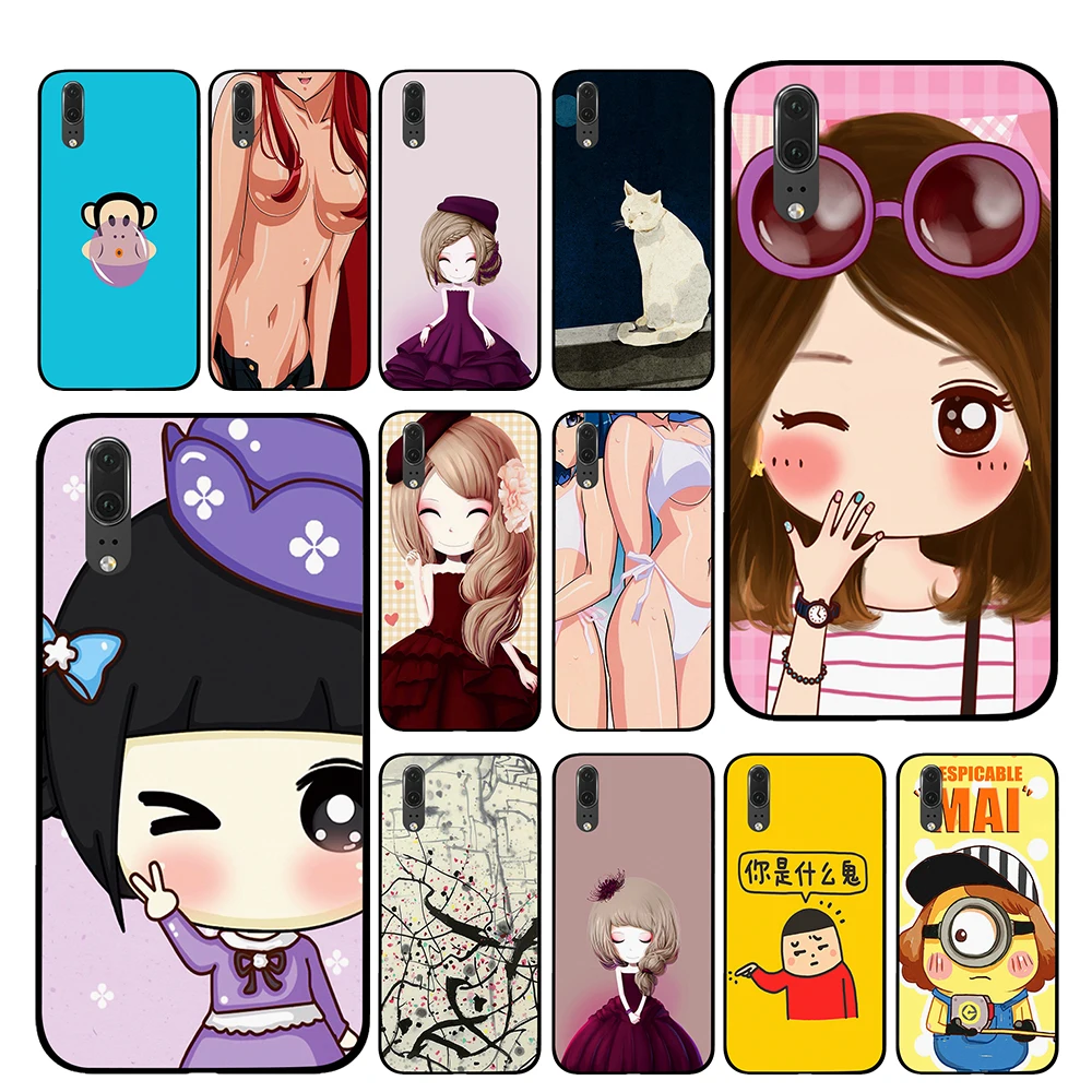 Cute cartoon little girl For Huawei P30 P20 Mate 10 20 Pro Lite Nova 3 4 3i Phone Cases Cover | Мобильные телефоны и