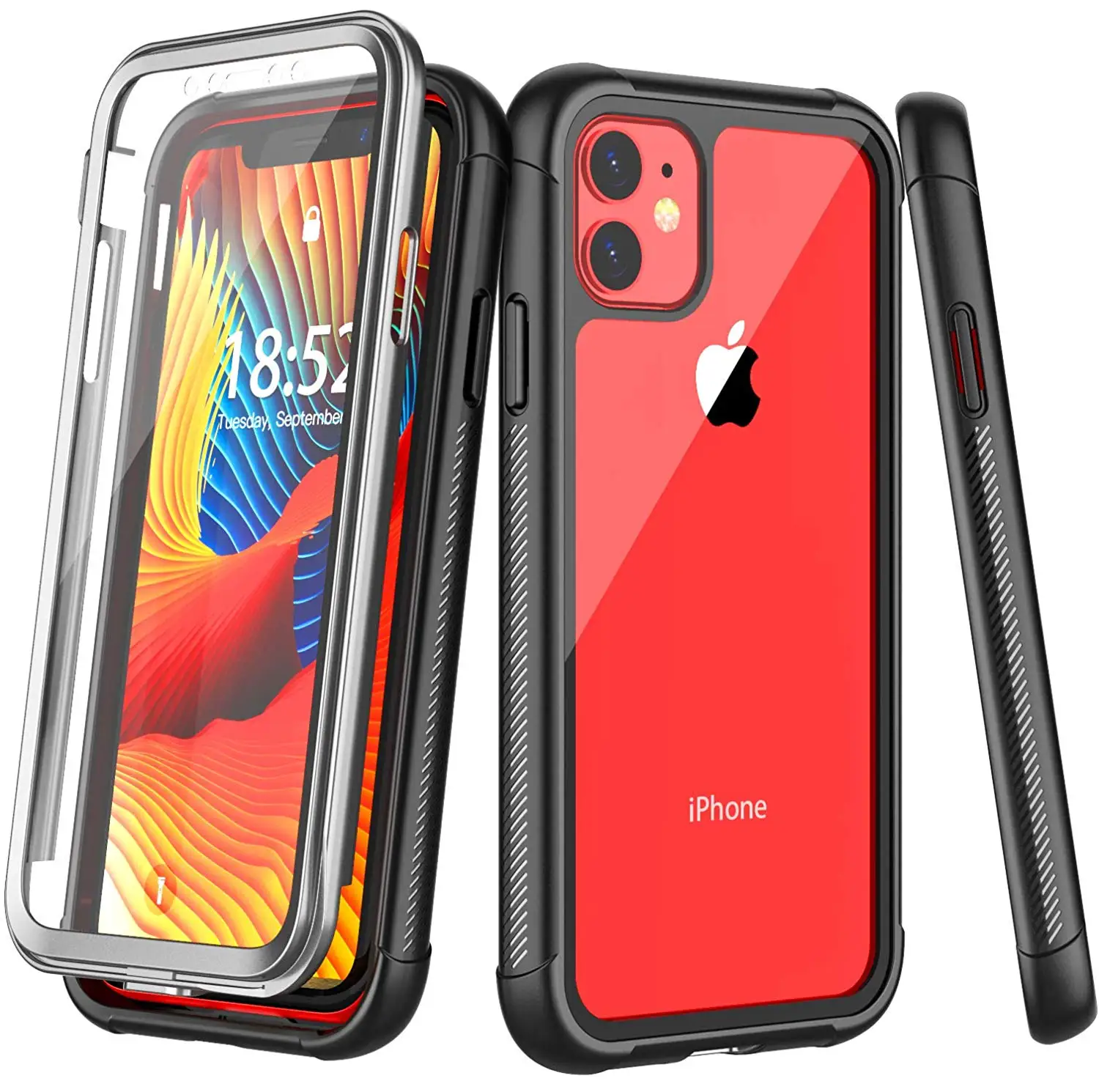 Чехол для iPhone 11 Pro MAX X XS Max XR 360 градусов Защита всего тела прочный прозрачный бампер со встроенным протектором экрана