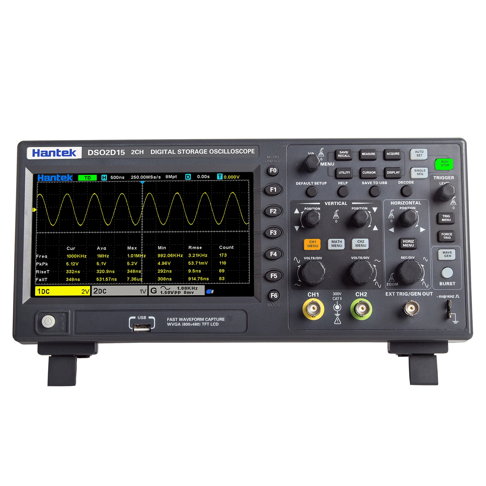 Digital Oscilloscope Hantek Digital Oscilloscope DSO2D15 2 Channels 150Mhz Storage