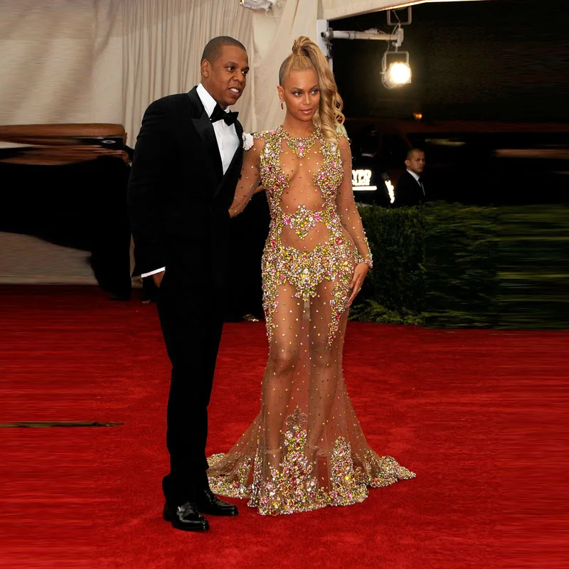 Vestido de Festa Beyonce сексуальное прозрачное платье русалки с кристаллами телесного цвета с длинным рукавом для выпускного вечера платья для матери невесты