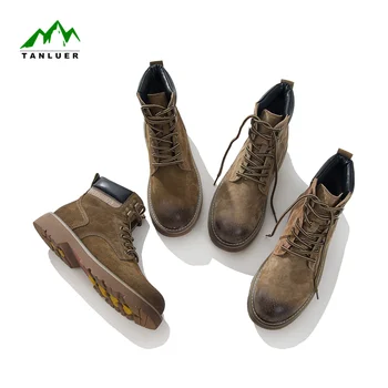 

TANLUER men shoes Martin boots shoes men Pigskin material classic outdoor Casual shoes