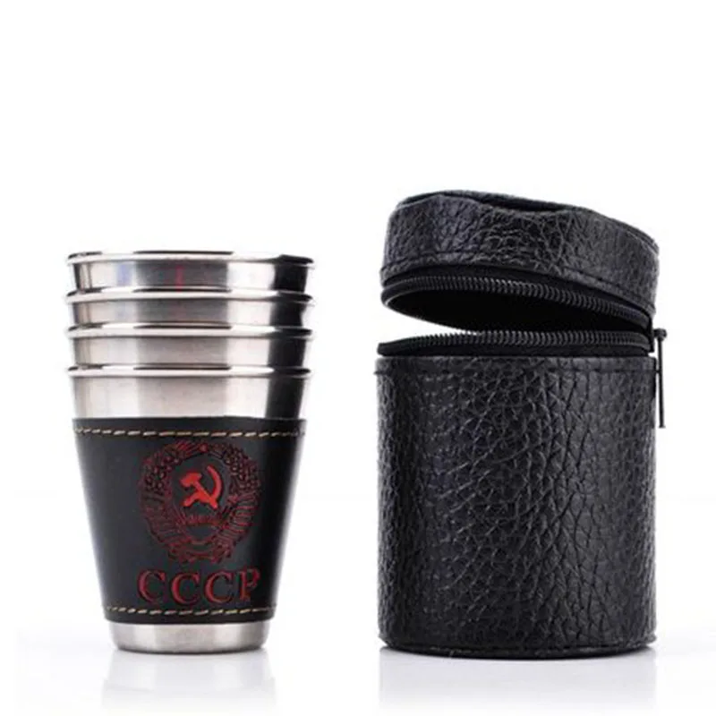 4pcs/set Travel Camping Cup Stainless Steel Travel Cups Outdoor Camping