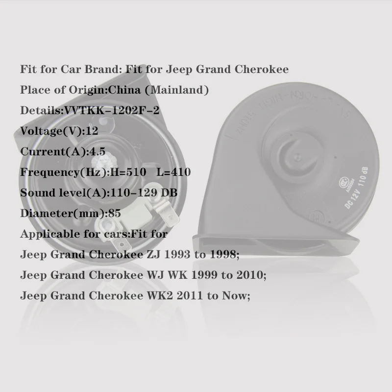 VVTKK для JEEP Cherokee рог мотоцикл Cuernos электрический автомобиль многоцветные и клаксон рога 3CCC автомобильный Рог