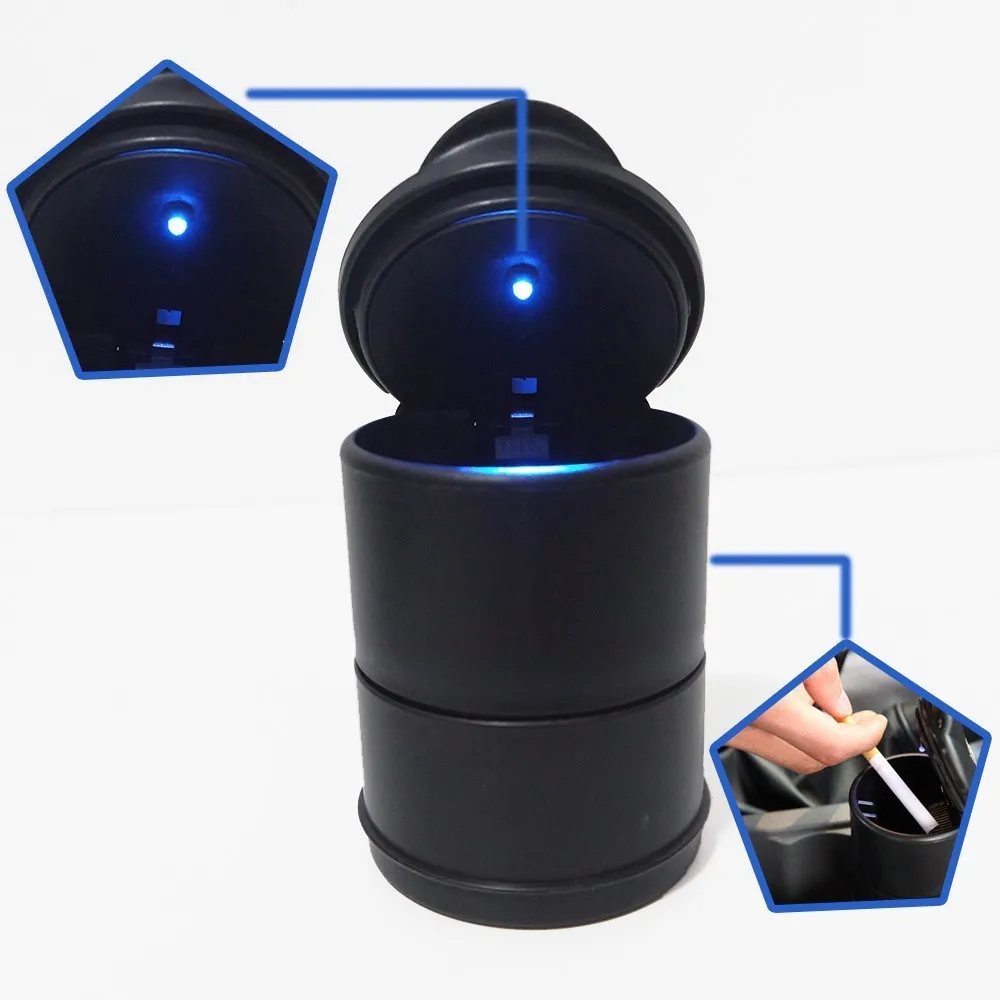 1 Pc Car Ashtray Auto Truck Smokeless Ashtray Blue LED Light Car