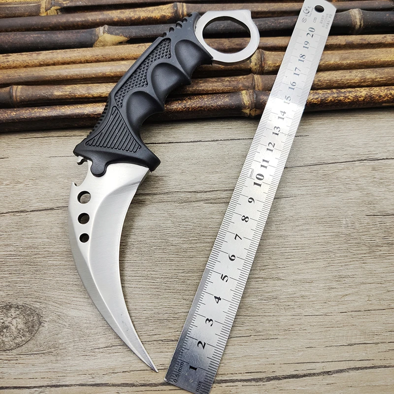 Утолщенный нож Karambit из нержавеющей стали CS GO, интегрированный нож с ручкой для шеи, настоящий Походный нож, наружный нож для повседневного использования, ручные инструменты