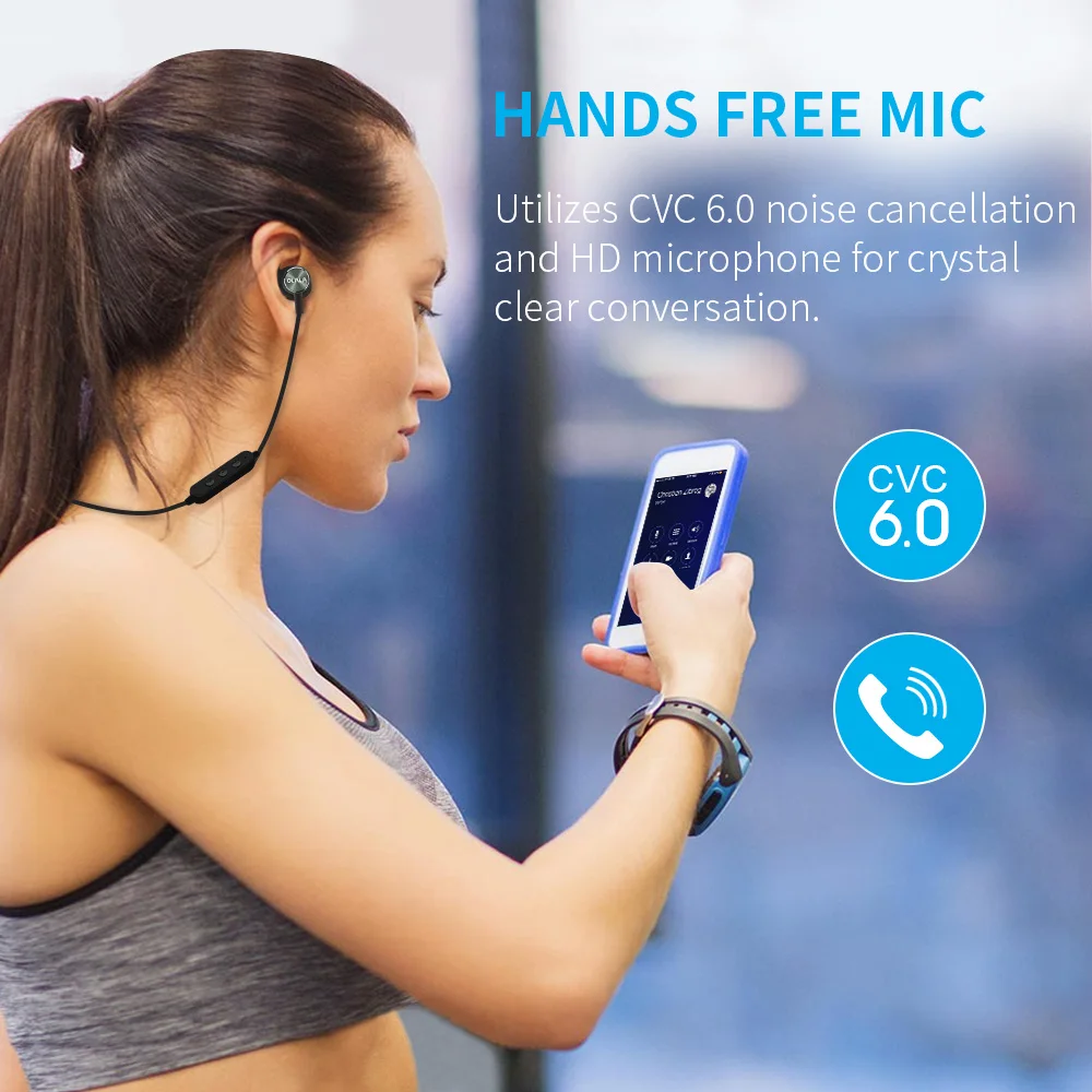 Bluetooth беспроводные наушники магнитные спортивные с защитой от пота CVC6