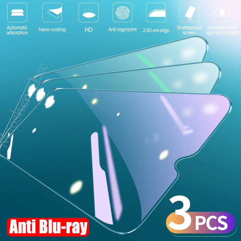 Protector de pantalla de vidrio templado para Xiaomi Redmi 9, vidrio templado antidifuminado para Xiaomi Redmi Note 8 8T 9T 9S 10 Pro, 9A 9C 8A, 3 uds.
