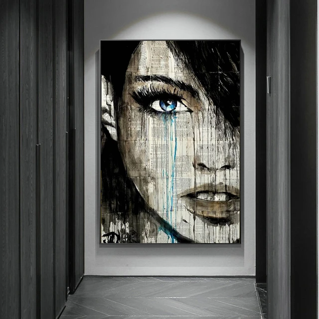 Graffiti Woman Face Canvas Painting Figure Printed Poster and Prints Wall Pictures For Woman Face Living Room Home Decorations lye1413-12