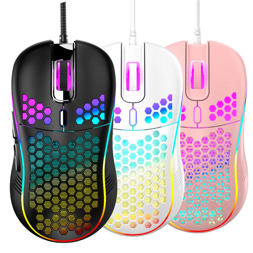 Lightweight RGB Gaming Mouse 7200DPI Honeycomb Shell Ergonomic Mice with Ultra Weave Cable For Computer Gamer PC Desktop | Компьютеры и