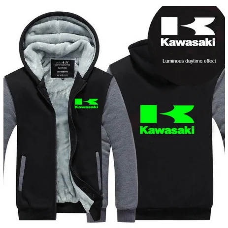 Мужские толстовки зимние утепленные мужские свитера Kawasaki для мужчин зимние толстовки пальто на молнии 01 f - Цвет: 12