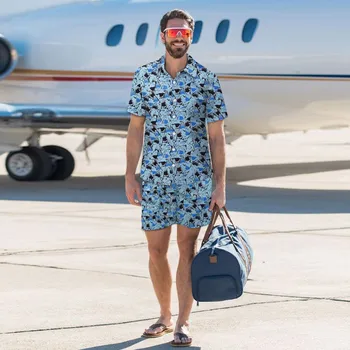 

Men Set Sporting Suit Men Short Sleeve shirt+Shorts Sets Two Pieces Hawaiian Set Sweat Suit Fashion Casual Tracksuit Men 12.23