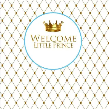 

8x8FT Gold Diamonds Pattern Wall Crown Welcome Little Prince Custom Photo Studio Backgrounds Backdrops Vinyl 240cm x 240cm