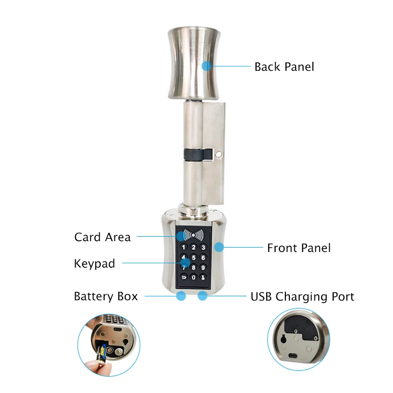 Умный цилиндрический замок, европейский стиль, электронный дверной замок, цифровая клавиатура, код RFID, карта, без ключа, замок для дома, квартиры