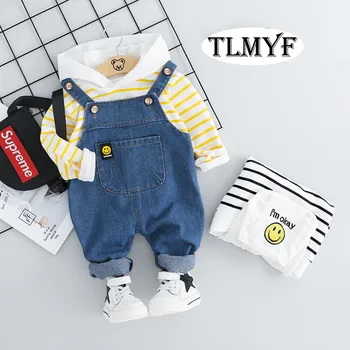 

New FAshion Baby boy/Baby Girl 2 pcs/set Stripes Shirt and suspenders Spring wear 20200315-7